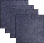Solino Home Linen Square Placemats Set of 4 - Chambray Navy Placemats 14 x 14 Inch - 100% Pure Linen Table Mats for Winter - Athena