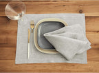 Solino Home Linen Placemats Set of 6 - Oyster Grey Placemats 14 x 19 Inch - 100% Pure Linen Table Mats - Athena