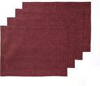 Solino Home Linen Placemats Set of 4 - Red Garnet Placemats 14 x 19 Inch - 100% Pure Linen Table Mats for Valentines, Holiday, Winter, New Year - Athena